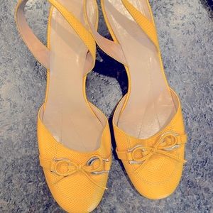 Kate Spade Round Toe Slingback Yellow Kitten heel
